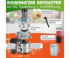 Nutrilovers sulčiaspaudė su plieniniu XXL sieteliu, išoriniu nuosėdų indu, 800 W, QUICK-JUICER MAX