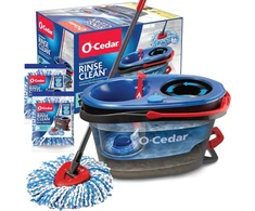 O-Cedar grindų valymo sistema EasyWring su mikrofibros mopais, dviejų skyrių kibiru ir 2 papildomais užpildais