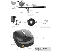 Oasser belaidis aerografo rinkinys su kompresoriumi 1000 mAh, 2–15 PSI, HS-M901
