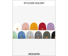 Occulto unisex megzta akrilinė kepurė su odine etikete, juoda, Beanie