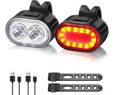 Oderra dviračio žibintų rinkinys su USB įkrovimu, IPX5, priekinis ir galinis, 6 režimai