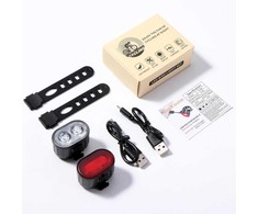Oderra dviračio žibintų rinkinys su USB įkrovimu, IPX5, priekinis ir galinis, 6 režimai