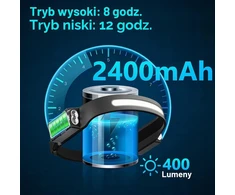 Oderra įkraunamas LED galvos žibintas, 400 lm, 8 režimai, IPX4