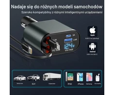 OHFAMO automobilinis įkroviklis 56 W su USB-C, USB-A ir Lightning jungtimis SSCC-EU