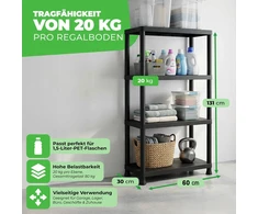 Ondis24 plastikinis sandėliavimo stelažų rinkinys, 2 vnt., 4 lentynos, 60 x 30 x 135 cm, 4250627032407