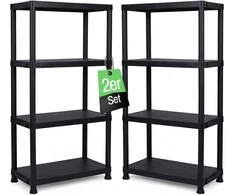 Ondis24 plastikinis sandėliavimo stelažų rinkinys, 2 vnt., 4 lentynos, 60 x 30 x 135 cm, 4250627032407