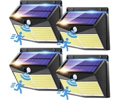 One Fire lauko LED saulės šviestuvas su judesio jutikliu, 2 W, IP65, 248 LED, rinkinys 4 vnt.