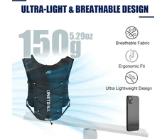 ONETOALL bėgimo liemenė su 2 l vandens talpa, 500 ml buteliu ir 6 l saugojimo vieta, atšvaitinė, 150 g