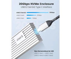 ORICO aliumininis M.2 NVMe SSD dėklas su USB-C 3.2 Gen 2x2, 20 Gb/s, M233