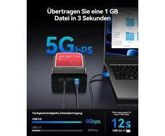ORICO išorinė SATA HDD ir SSD dokavimo stotelė USB 3.0, 5 Gb/s, iki 24 TB, 6518