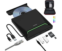 ORIGBELIE išorinis CD/DVD įrenginys su USB 3.0, Ethernet ir kortelių skaitytuvu TP998-Case