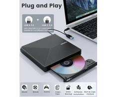 ORIGBELIE išorinis CD/DVD ±RW įrenginys su USB 3.0 ir USB-C jungtimis TP620-Juodas
