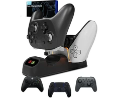 Orzly dviguba USB-C valdiklių įkrovimo stotelė, skirta PS5, XBOX ir Switch, STADIADOCK
