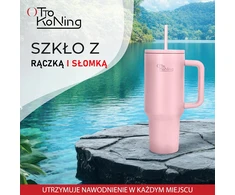 Otto Koning termopuodelis su šiaudeliu ir rankena, 1,2 l, nerūdijančiojo plieno