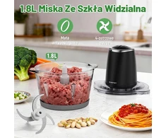 OUSFOT elektrinis maisto smulkintuvas, 1,8 l stiklinė talpa, 500 W, 2 greičiai, Y-JR76