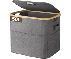 OUSFOT skalbinių krepšys 50 l, 600D Oxford audinys, sulankstomas, pilkas FLB-50L