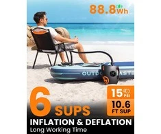 OutdoorMaster elektrinė pompa SUP lentoms, 88,8 Wh akumuliatorius, 20 PSI, USB-C, Shark 2S