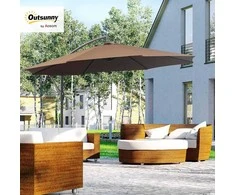 Outsunny sodo skėtis su rankiniu mechanizmu, apvalus, Ø3 m, poliesteris, kavos spalvos, 84D-037CF