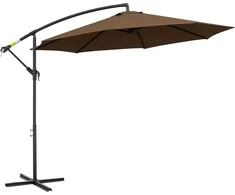 Outsunny sodo skėtis su rankiniu mechanizmu, apvalus, Ø3 m, poliesteris, kavos spalvos, 84D-037CF