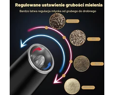PAISHENKEJI elektrinių druskos ir pipirų malūnėlių rinkinys su USB-C įkrovimu