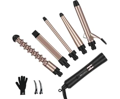 PARWIN PRO BEAUTY 5 viename plaukų garbanojimo žnyplės su 5 antgaliais, 140–230 °C, HT0295-5P