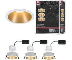 Paulmann LED įleidžiama apvali lubinė šviestuvo kolekcija Cole, 3 × 6,5 W, balta ir matinė aukso, 2700 K, komplektas