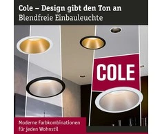 Paulmann LED įleidžiamas šviestuvas Cole 6,5 W, apvalus, šiltai baltas, reguliuojamas, juodas/sidabrinis 93407