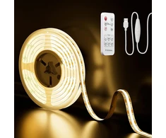 PAUTIX 2 m USB COB LED juosta, 5 V, šiltai balta (3000 K), su RF pulteliu, DE-RM-USB-WW3205V-COB-2M