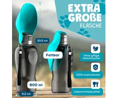 Paws Elegance kelioninė gertuvė šunims, 800 ml, su ėdalo talpykla ir dantų šepetėliu, turkio spalvos