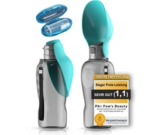 Paws Elegance kelioninė gertuvė šunims, 800 ml, su ėdalo talpykla ir dantų šepetėliu, turkio spalvos