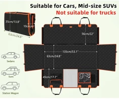 Pecute automobilio galinės sėdynės guolis šunims su tvirta dugno konstrukcija, 135x63 cm, PSC-11