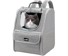 Pecute gyvūnų nešiojimo kuprinė katėms ir mažiems šunims, kvėpuojanti, pilka, iki 6kg, PC-PBT01