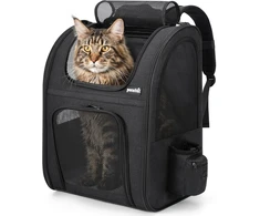 pecute L dydžio gyvūnų transportavimo kuprinė katėms ir šunims, 44 × 34 × 27 cm, juoda