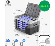 peme automobilinė šaldymo dėžė su LCD, 26,8 l, 12 V / 24 V/230 V, Quest 30