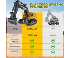 PENGBU RC nuotoliniu būdu valdomas vikšrinis žaislinis ekskavatorius 1:18, 11 kanalų, 13550