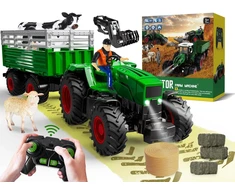 PENGBU RC nuotoliniu būdu valdomas žaislinis traktorius su priekaba, 2,4 GHz, 6661-NY