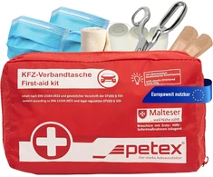 Petex automobilinė pirmosios pagalbos vaistinėlė pagal DIN 13164, 22.5 × 13 × 6,5 cm, 43930012