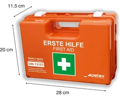Petex pirmosios pagalbos vaistinėlė DIN 13157:2021 su sieniniu laikikliu 43924135
