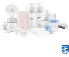 Philips Avent elektrinis viengubas pientraukis dovanų rinkinys su buteliukais SCD340/31