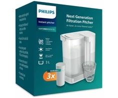 Philips vandens filtras staliniam naudojimui su 3 filtrų komplektu, 3 l talpa, greitas srautas, USB-C akumuliatorius, AWP2980WHS3/10