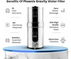 Phoenix Gravity 8 l vandens filtravimo sistema su nerūdijančio plieno korpusu, 2 anglies filtrais ir nerūdijančiu čiaupu P17C2D2-AU