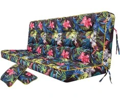 PillowPrim sėdimosios dalies ir atlošo pagalvė sūpynėms ir suoliukams, 150 cm pločio, poliesterio užvalkalas, spalvingų lapų raštas