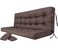 PillowPrim sodo sūpynės pagalvė su atlošu, 150 cm pločio, ruda, poliesterio užvalkalas