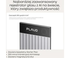 Plaud skaitmeninis AI diktofonas su transkripcija, daugiakalbė parama, 64 GB, Bluetooth, PN0300