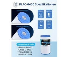 POOLPURE baseino ir SPA filtrų kasetė, 30 ft², C6430, 26, 7 cm x 15,2 cm
