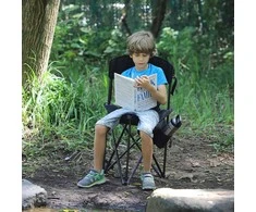 Portal sulankstoma kempingo kėdutė su atlošu, plieno rėmas, 81 × 11 × 11 cm, 2kg, juoda, Portal-CampingChair-01