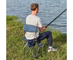 Portal sulankstoma kempingo taburetė su atlošu, plieno rėmas, 78 cm, maksimali apkrova 102 kg, mėlyna