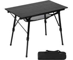 Portal sulankstomas aliumininis kempingo stalas, 90 × 53 cm, reguliuojamo aukščio, 4,2kg, TA-581-BLK-EUPR