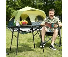 Portal sulankstomas aliumininis kempingo stalas, 90 × 53 cm, reguliuojamo aukščio, 4,2kg, TA-581-BLK-EUPR