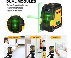 Prexiso kryžminis lazeris su stovu, 30 m, USB įkrovimas, PLC30GLIT